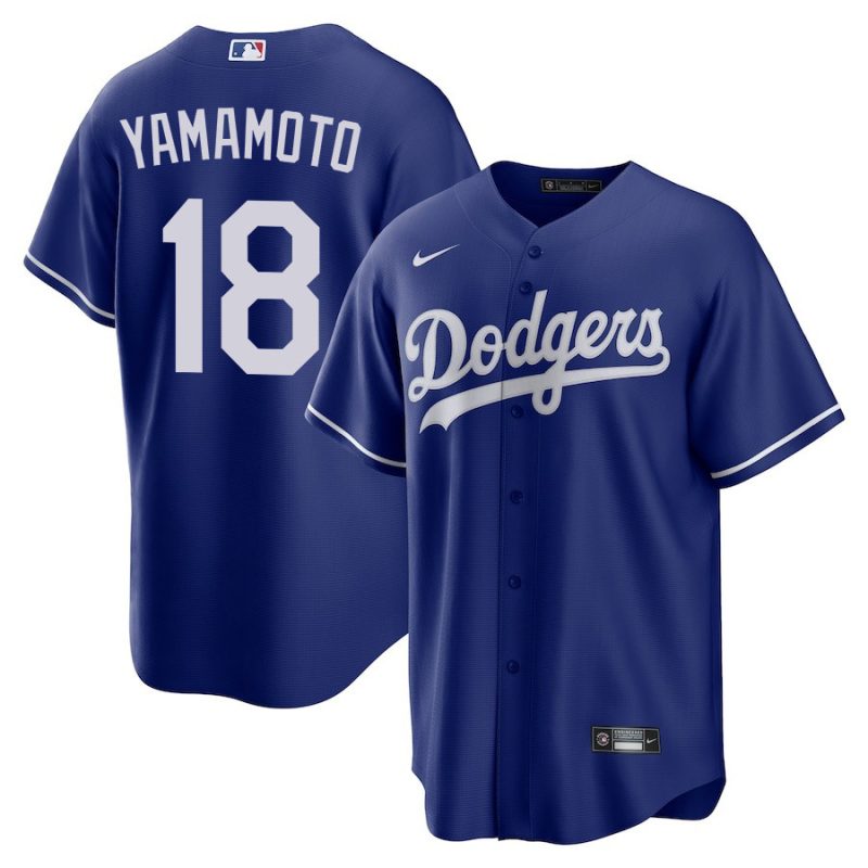 yoshinobu yamamoto 18 los angeles dodgers alternate men jersey royal