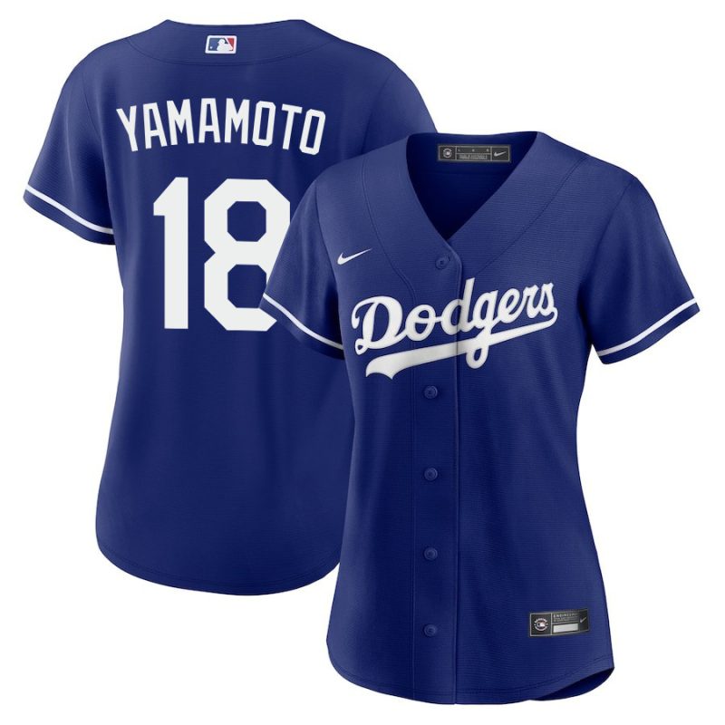 yoshinobu yamamoto 18 los angeles dodgers alternate women jersey royal