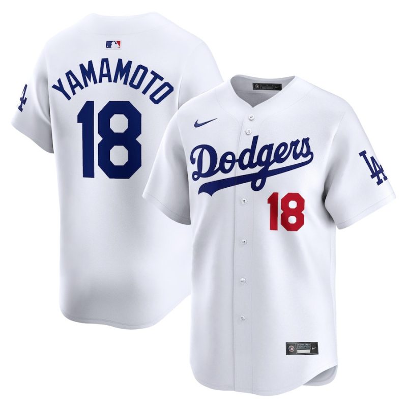 yoshinobu yamamoto 18 los angeles dodgers home limited player men jersey white