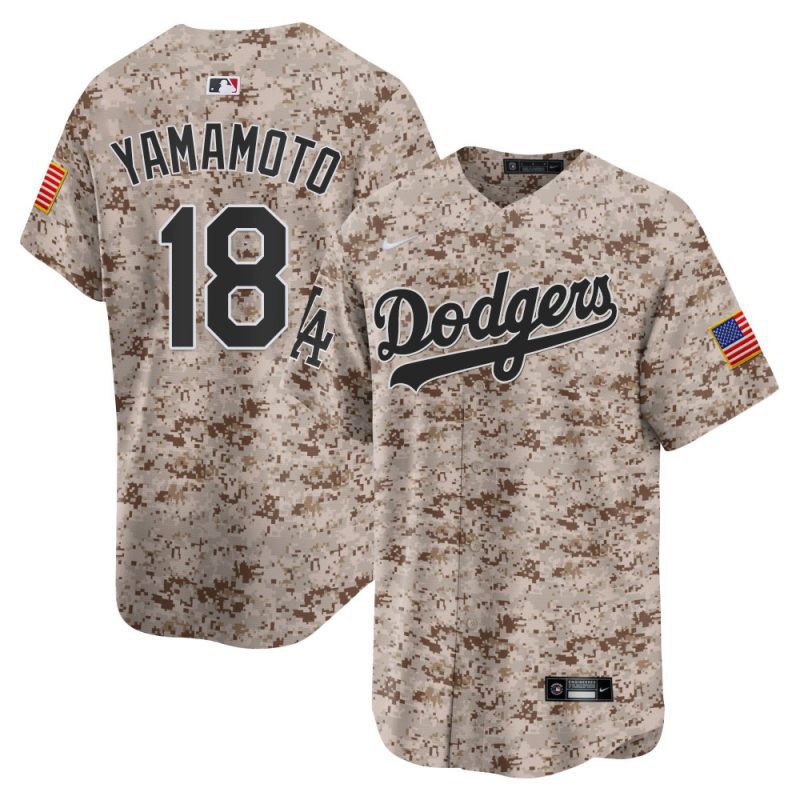 yoshinobu yamamoto 18 los angeles dodgers usmc alternate limited men jersey desert