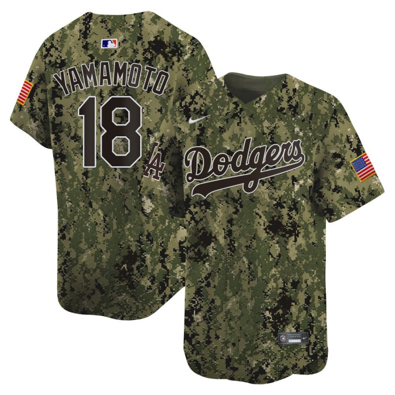 yoshinobu yamamoto 18 los angeles dodgers usmc alternate limited men jersey woodland