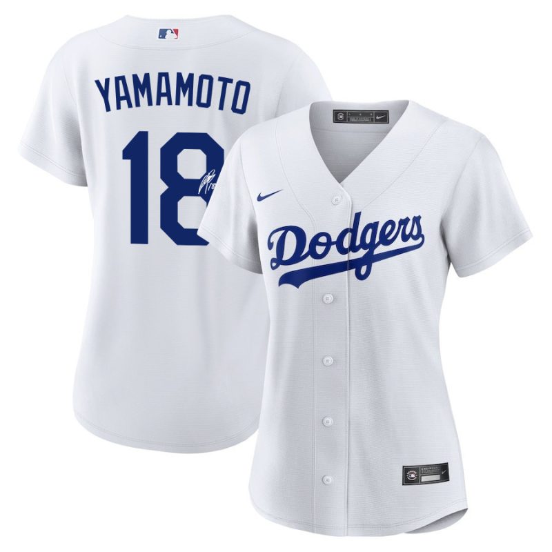 yoshinobu yamamoto 18 signed los angeles dodgers home women jersey white