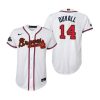 youth adam duvall 14 atlanta braves white 2022 gold program jersey