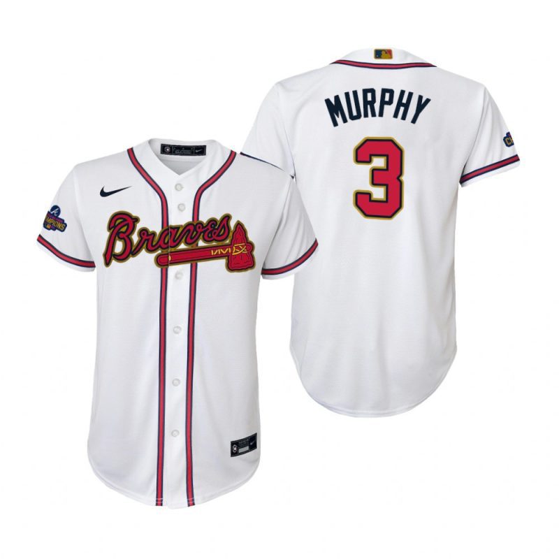 youth dale murphy 3 atlanta braves white 2022 gold program jersey