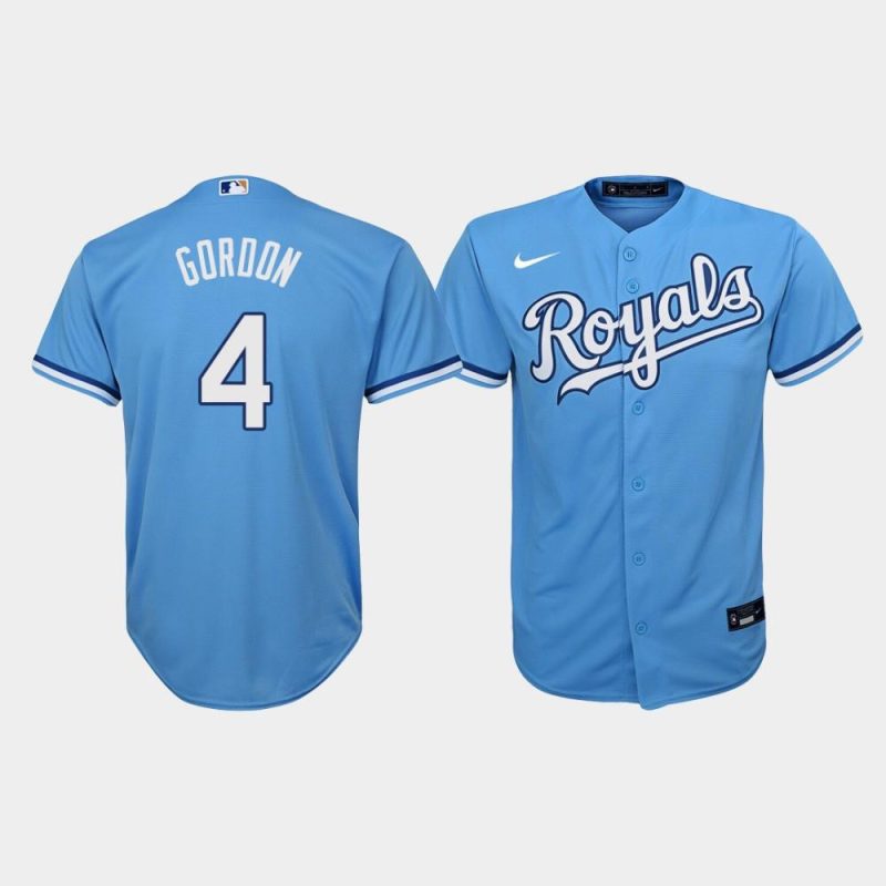 youth kansas city royals alex gordon 4 light blue alternate jersey jersey