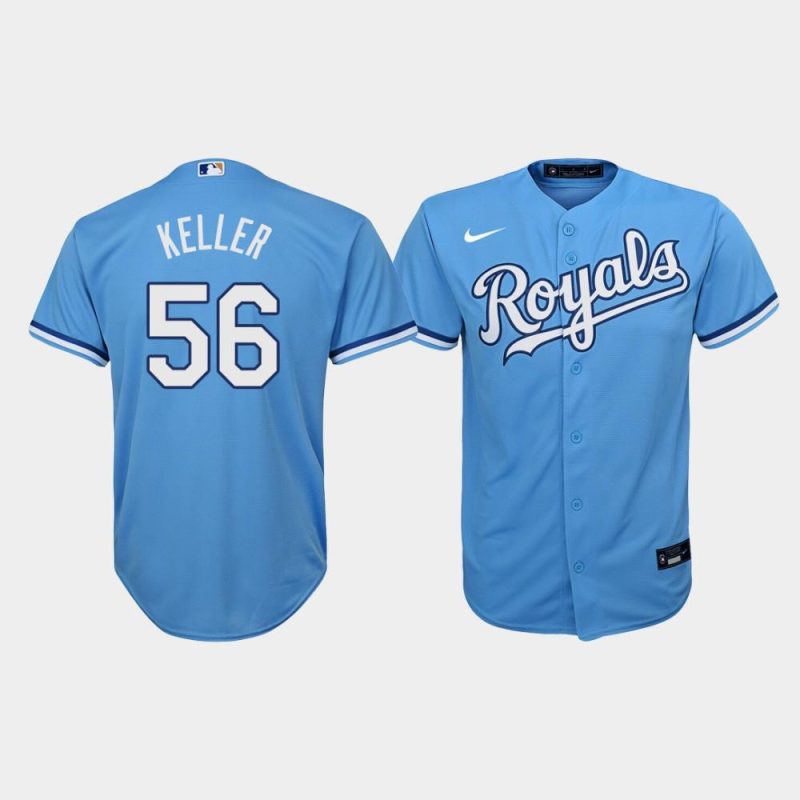 youth kansas city royals brad keller 56 light blue alternate jersey jersey