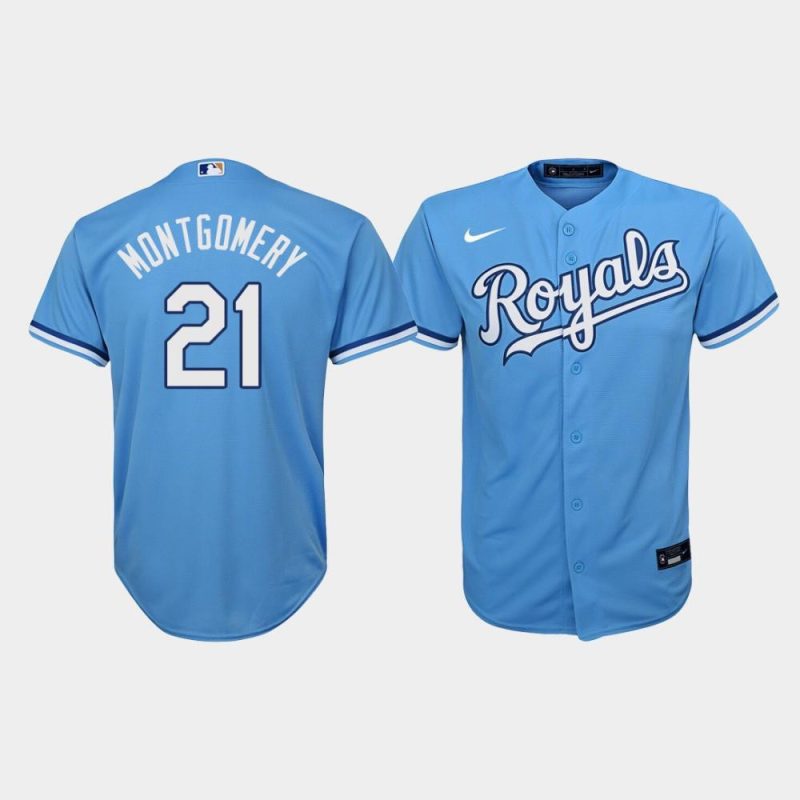 youth kansas city royals mike montgomery 21 light blue alternate jersey jersey