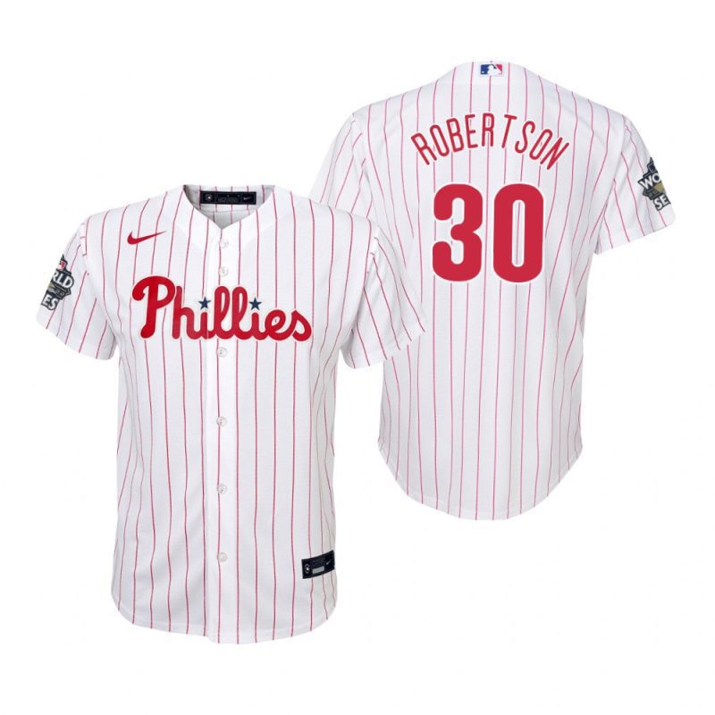 youth philadelphia phillies david robertson 30 white 2022 world series jersey