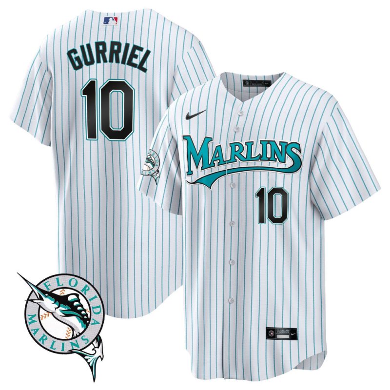 yuli gurriel 10 miami marlins throwback men jersey white