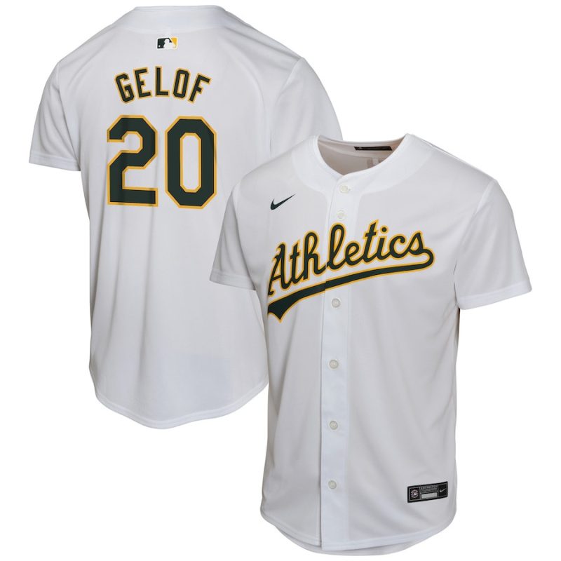 zack gelof 20 oakland athletics home game youth jersey white